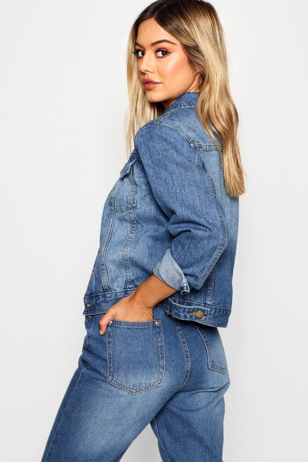 Petite Oversized Boyfriend Denim Jacket boohoo USA